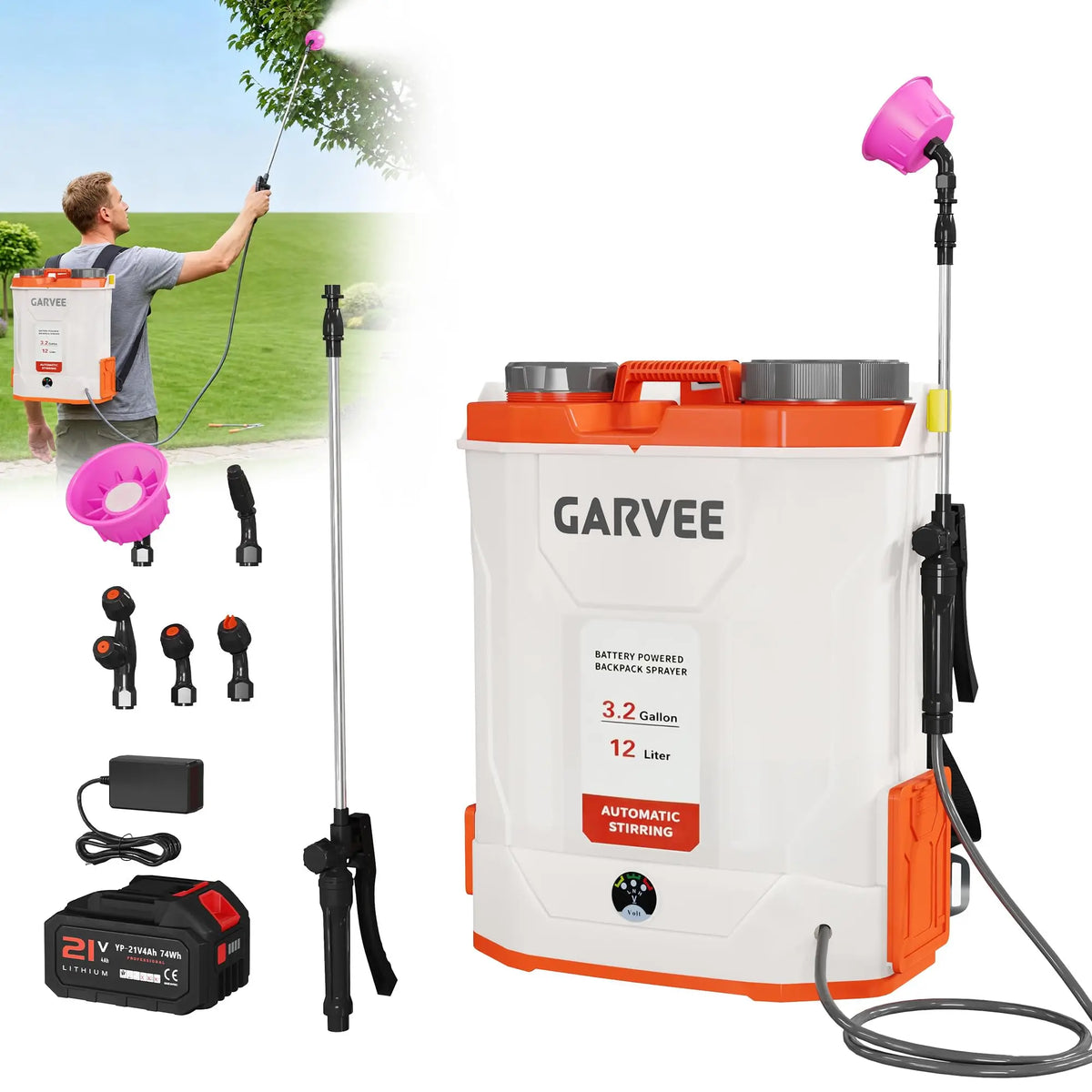 HiMISS Cordless Battery Powered Backpack Sprayer With Agitation System