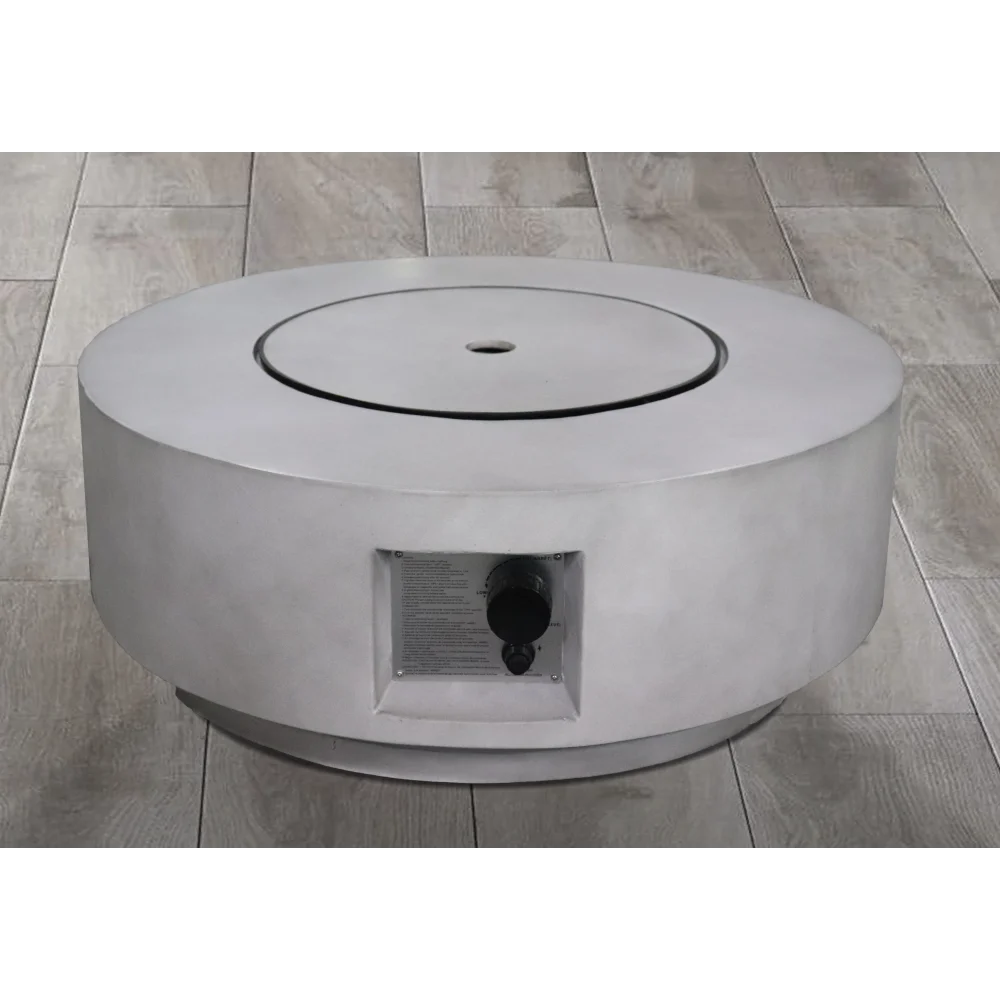 11" H x 30" W Fiber Reinforced Concrete Propane/Natural Gas Outdoor Fire Pit Table with Lid (Concrete)CM-1003C