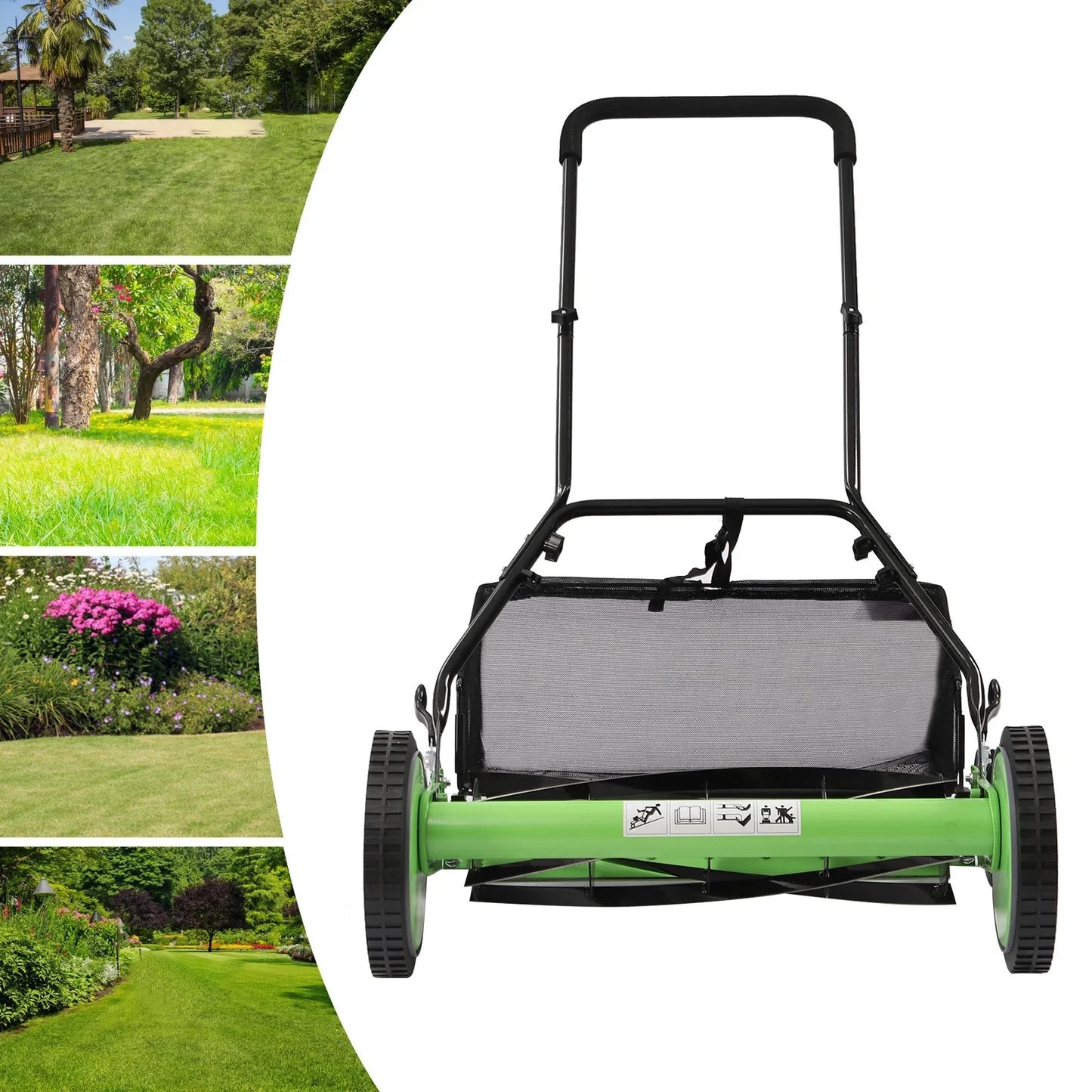 Walk-Behind Lawn Mower with 65 Manganese Steel Blades, Adjustable Height, Quiet Operation