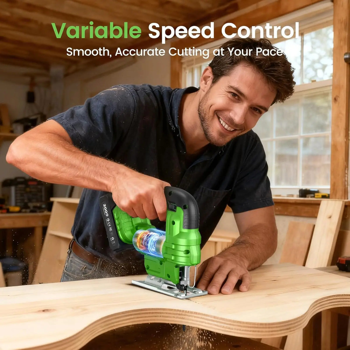 Taskstar Cordless Jig Saw Tool With 2*4.0Ah Batteries Brushless 9 Blades 0–45° Bevel Cutting 4 Orbital Setting Straight Curved Cuts Electric Jigsaw For Makita Battery