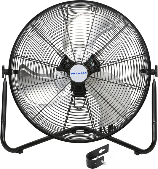 20" High Velocity Floor Fan, 3-Speed Heavy Duty Metal with Wall Mount, Industrial Shop Fan for Commercial Use