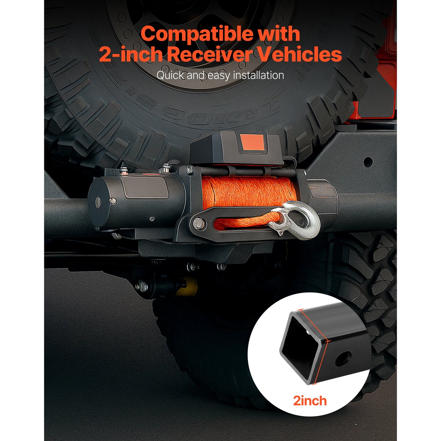SucceBuy 3600/15000LBS Trailer Hitch Winch Mount with 50.8mm Receiver Powder Coated Steel Truck Winch Mount for ATV UTV Pickup