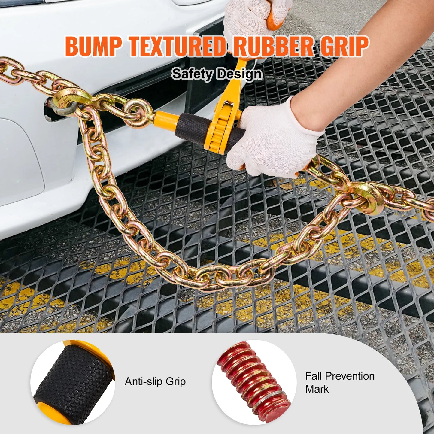 SucceBuy 2/4pcs Ratchet Chain Binders 1/4"-5/16" Load Binder with 2 Hooks Tie Downs Tow Chain for Flatbed Trailer Transport