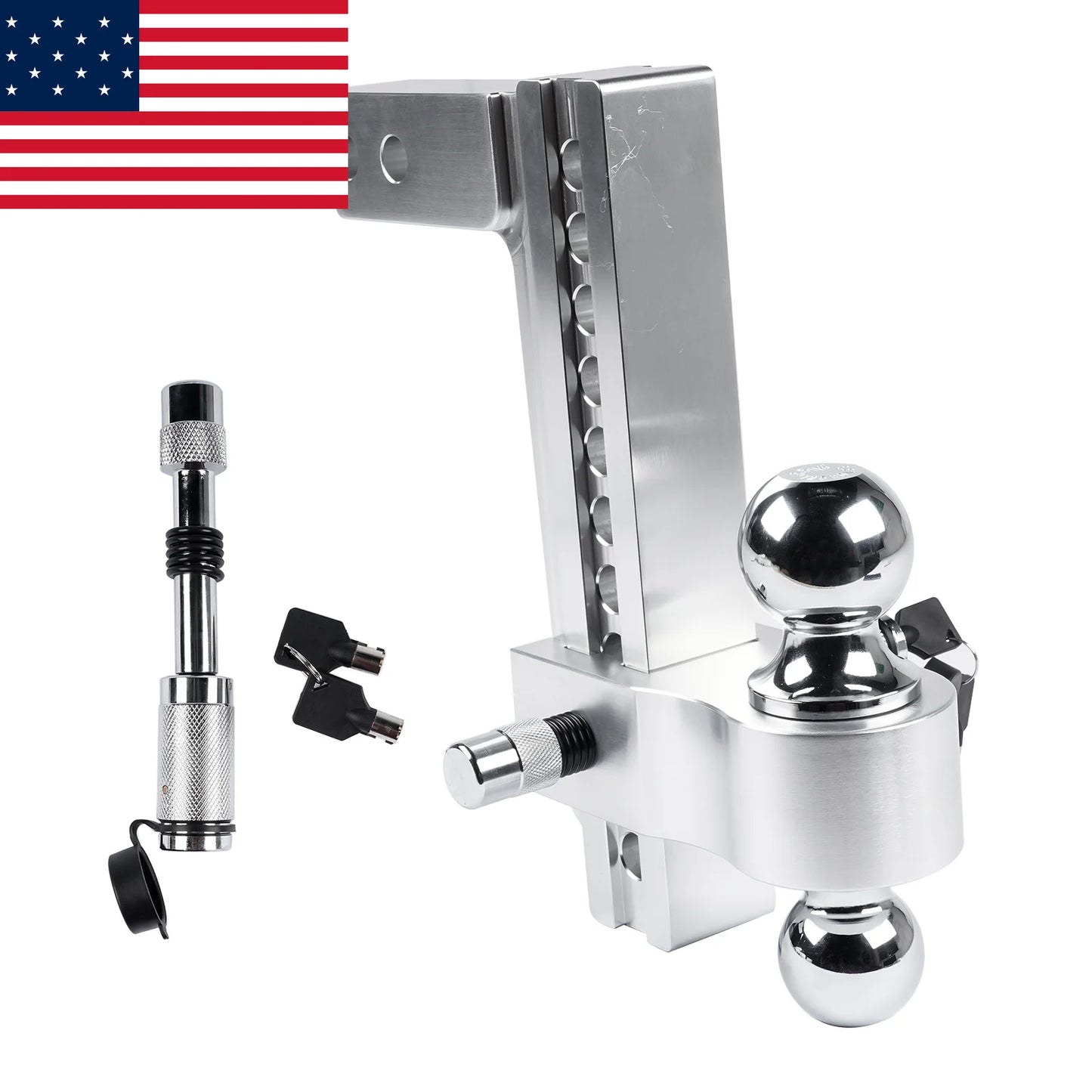 AP03 Adjustable Trailer Hitch for 2'' Receiver 10'' Drop Rise Tow Drop Hitch 12500LBS