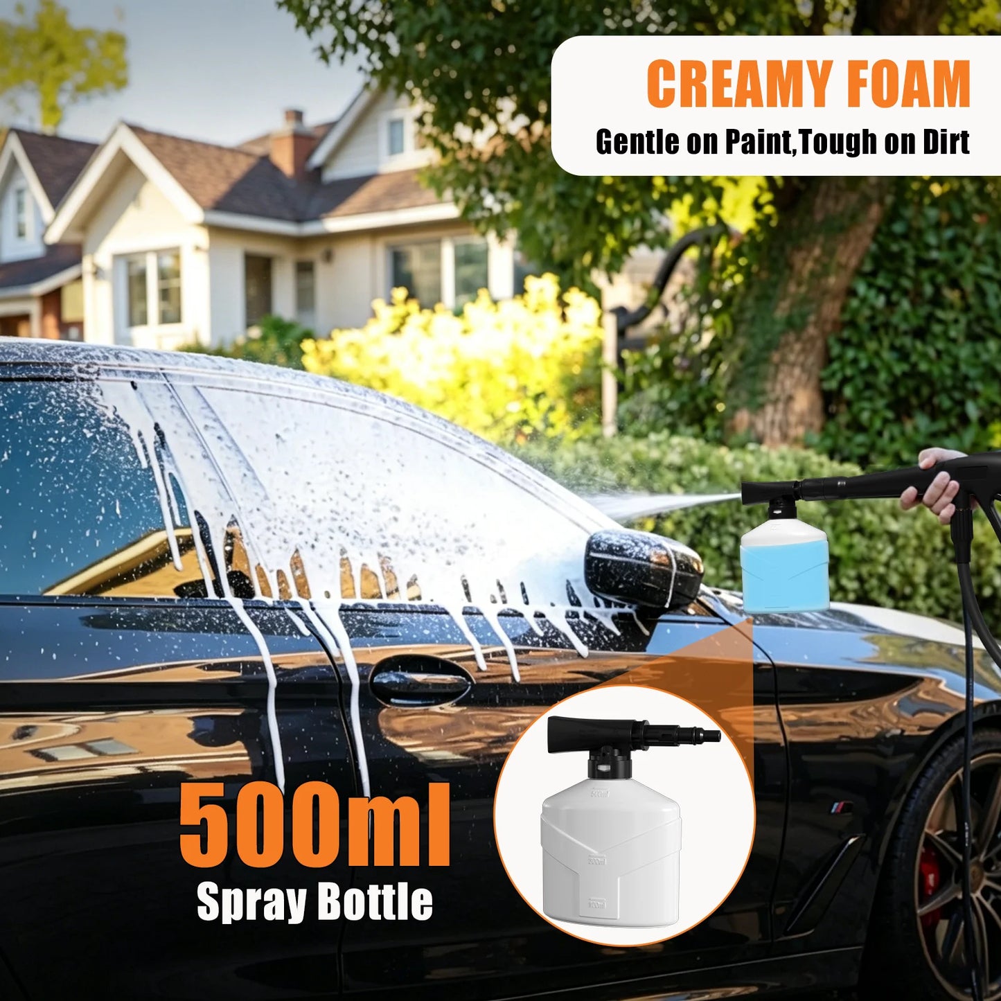 Electric Pressure Washer, 2.8 Max GPM with Anti-Tipping Technology, Onboard Soap Tank, Pro-Style Steel Wand, 5-Nozzle Set, for Cars/Fences/Driveways/Home/Patios