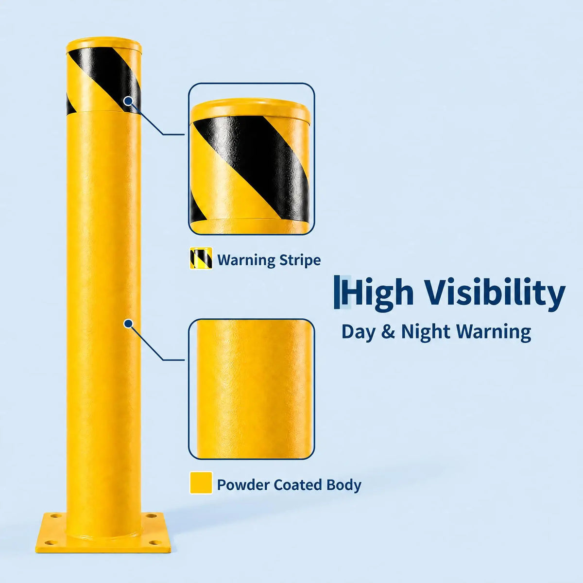 Q235 Steel Safety Bollard Post with Anchor Bolts for Driveways