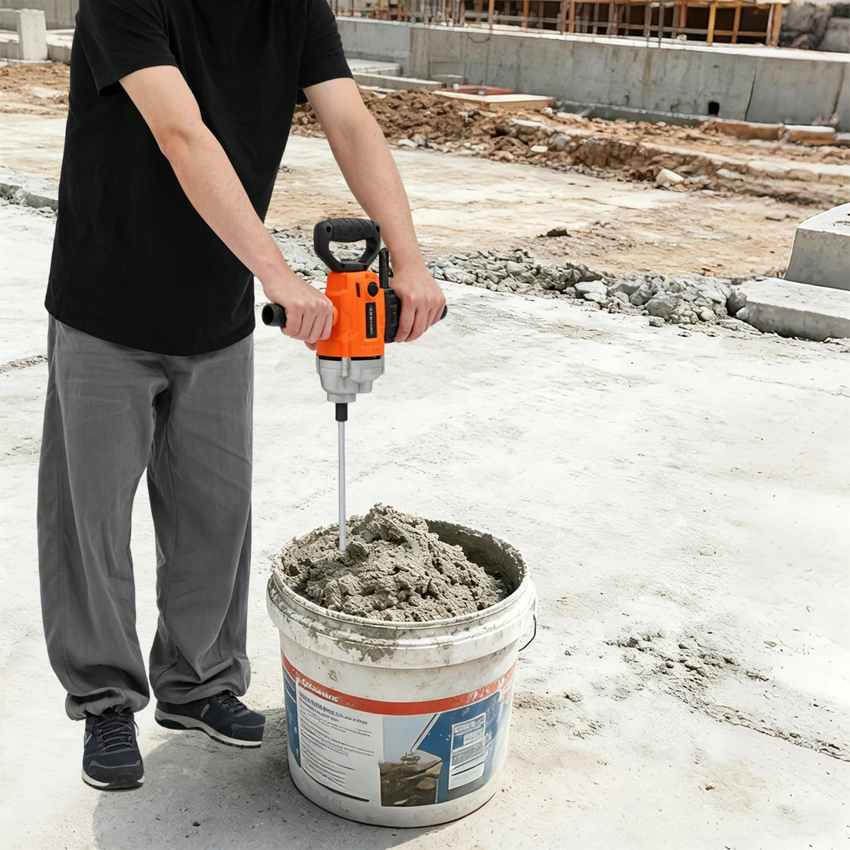 Cncest Electric Drill Mixer With Two Paddles For Construction Sites