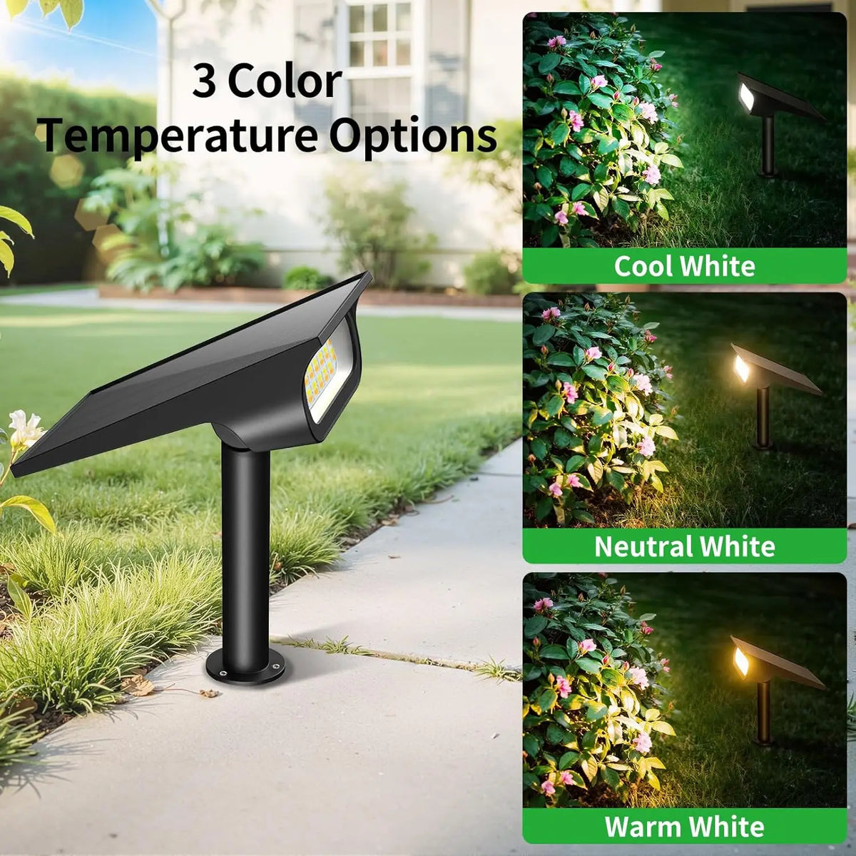 Intelamp Solar Landscape Spotlights Outdoor Lights for Gardens and Pathways