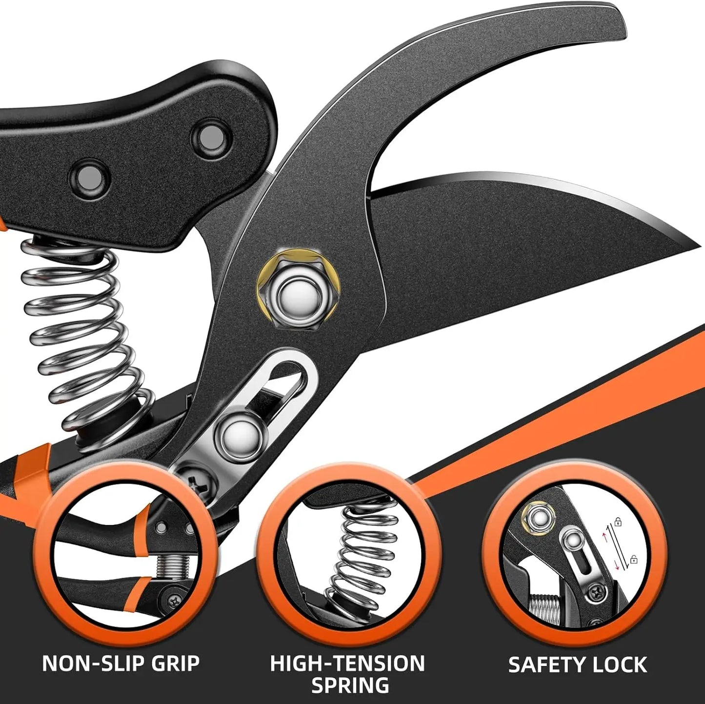 Professional Pruning Shears - Cuts 4X Easier with Ultra Sharp Japanese Steel Titanium Blade, Arthritis Friendly Garden Scissors