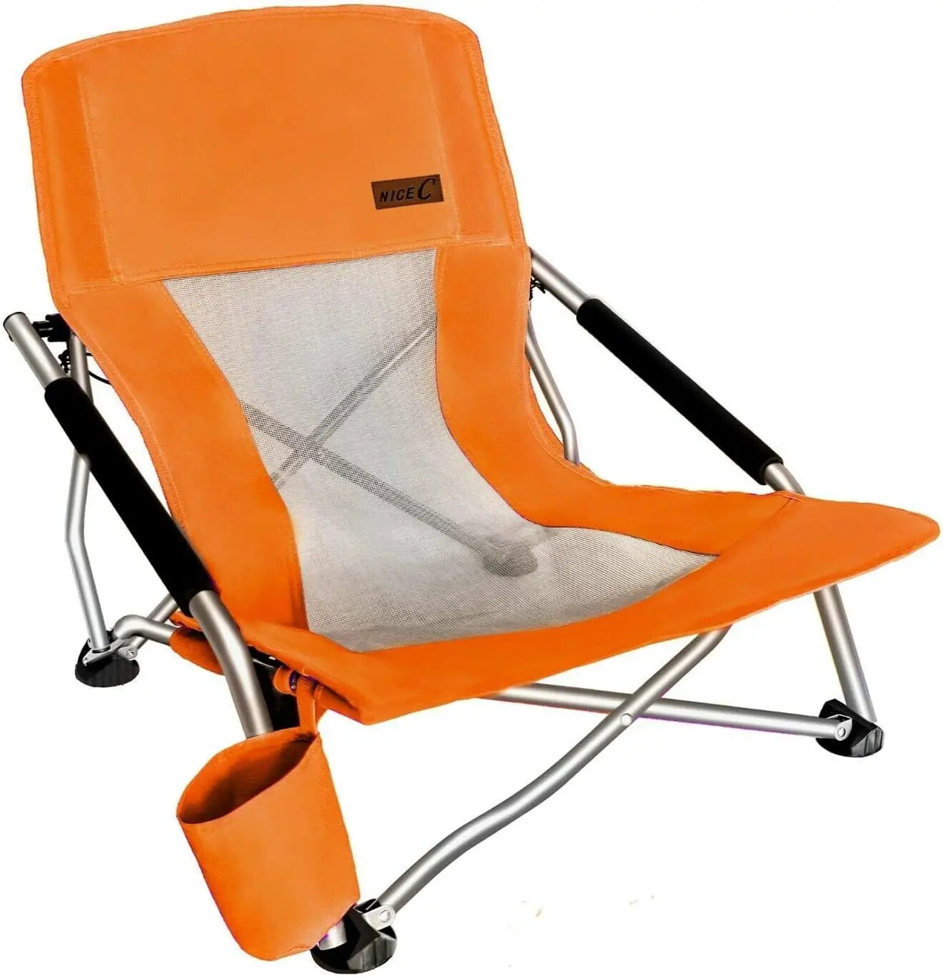 Low Beach Camping Folding Chair, Compact Backpacking River Sand Chair for Adults 2 Pack,Sillas De Playa, with Cup Holder,for Con