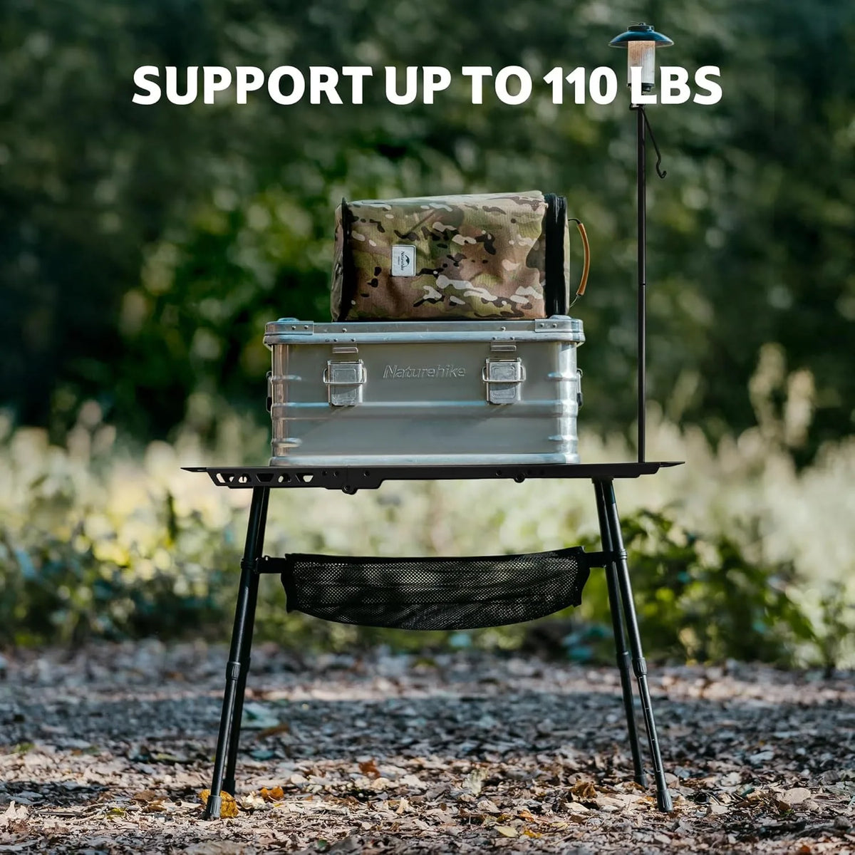 Naturehike H02 Adjustable Folding Camping Table With Storage