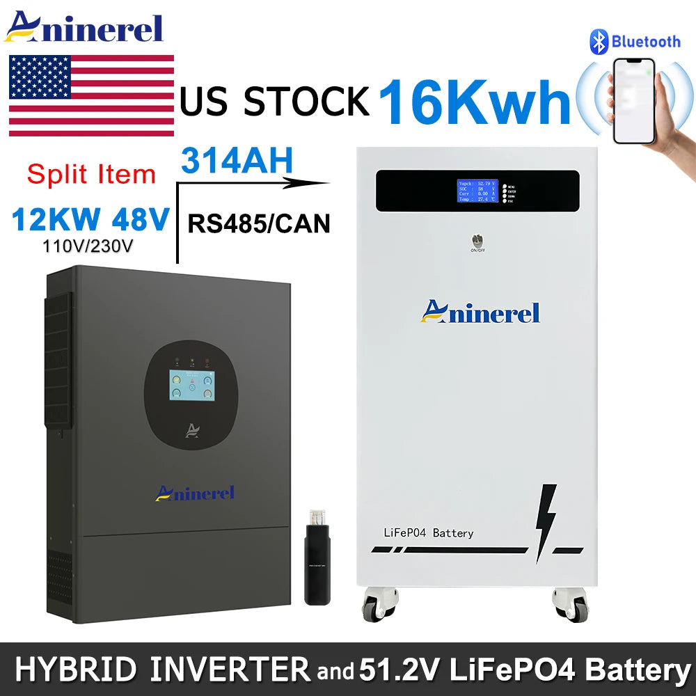 Aninerel LiFePO4 Battery And Hybrid Solar Inverter System