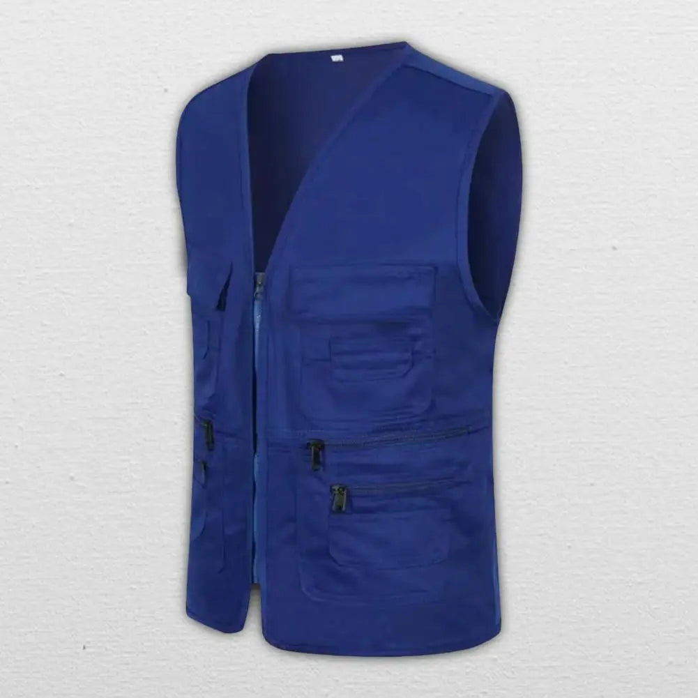 Men Vest Multi-Pocket Outdoor Waistcoat Casual Sleeveless Jacket Plus Size Slim Fit Outerwear Male Clothes Photographer Vest
