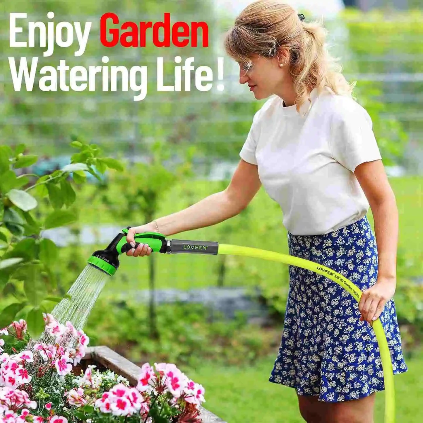 25/50/75/100FT Premium 5/8' Durable EPDM Rubber Garden Hose Heavy Duty Crush Proof ZillaGreen With Sprayer Nozzle Gun