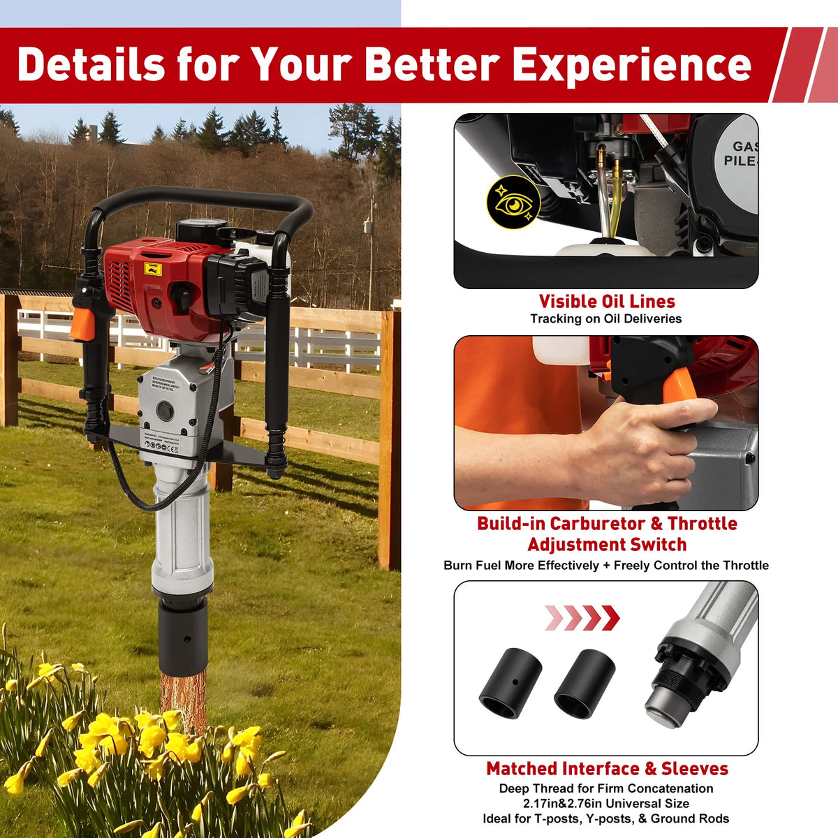 Petrol Powered Post Driver Machine for Garden Fencing and Piling