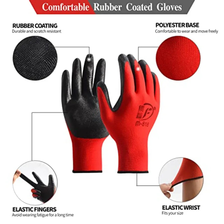 YOUKE OLA 90 Pair Gardening Gloves for Men Women Breathable Rubber Coated Garden Gloves Working Gloves for Gardening Constructi