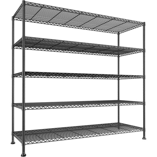 Metal Shelving Storage Shelves, 5-Tier Wire Shelving Unit,Heavy Duty Garage Shelving, Adjustable Storage Rack