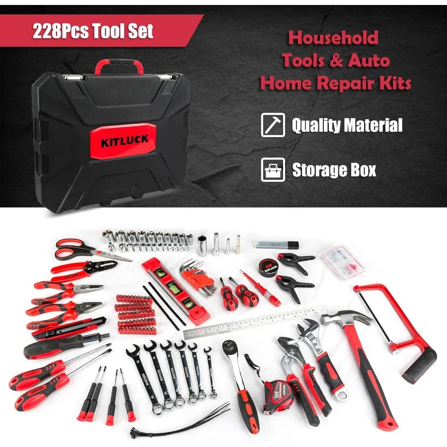 228-piece Home Tool Kit Household Hand Repair Tool Set for men Portable Tool box Set with Tools Screwdriver Wrench Plie
