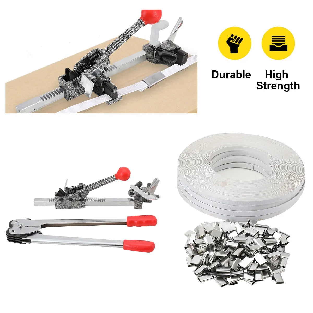 Strapping Sealer + Strapping Tensioner Manual Encapsulator Packaging Plier Strapping Machine Pallet Packing Strapping Kit