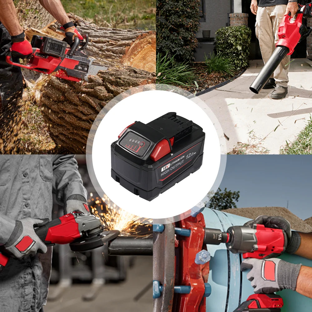 2-Pack 12000Ah High Capacity Replacement Battery for Milwaukee M18 18V Batteries Model 48-11-1890 48-11-1850
