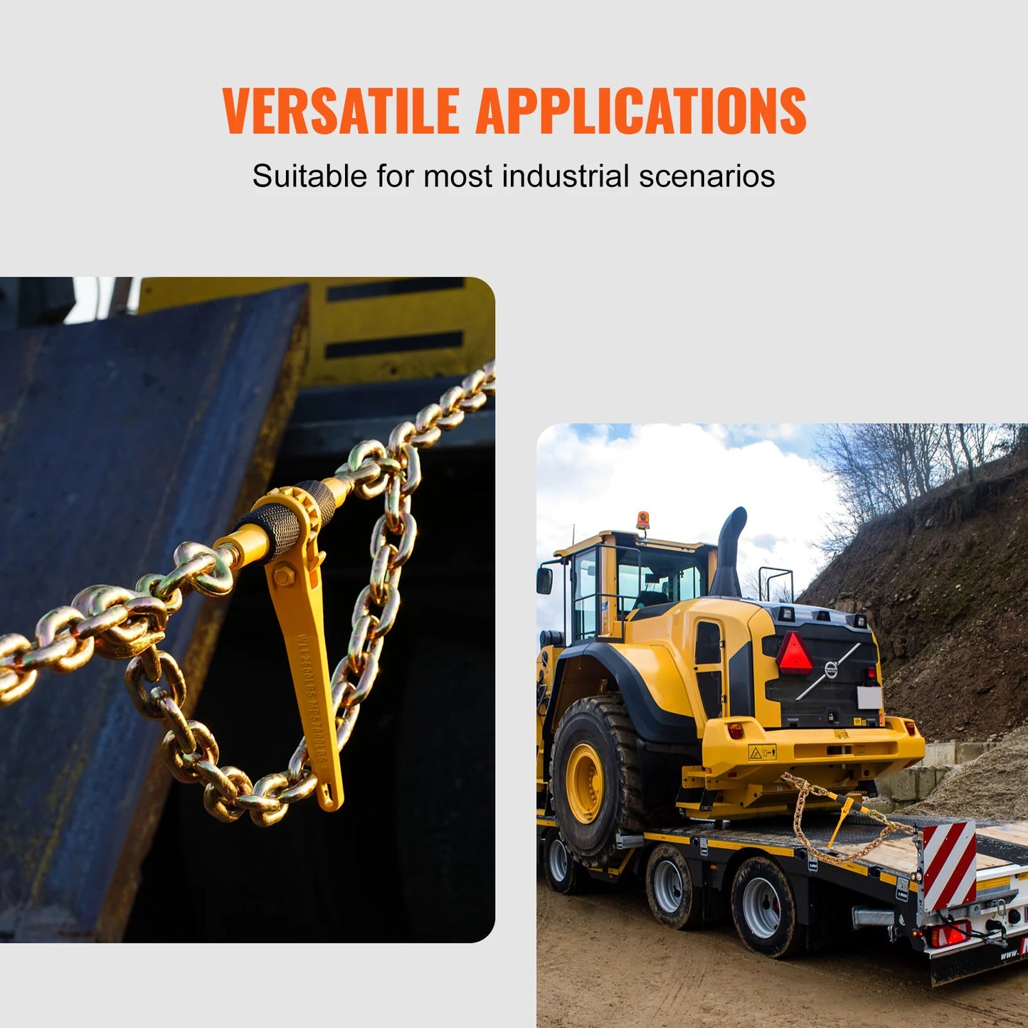 SucceBuy 2/4pcs Ratchet Chain Binders 1/4"-5/16" Load Binder with 2 Hooks Tie Downs Tow Chain for Flatbed Trailer Transport