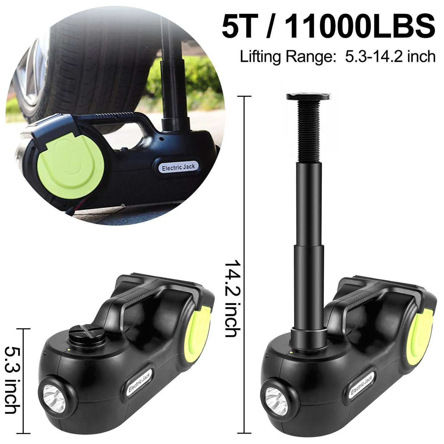 SucceBuy Electric Car Jack 5T Car Jack Hydraulic, Electric Floor Jack with Electric Impact Wrench,Hydraulic Jack Car Repair Tool
