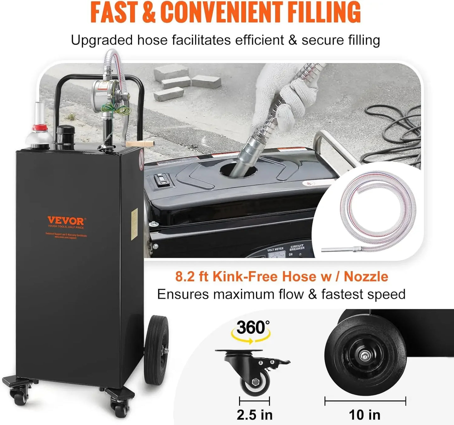 Fuel Caddy Portable Gas Tank With Four Wheels And Pump