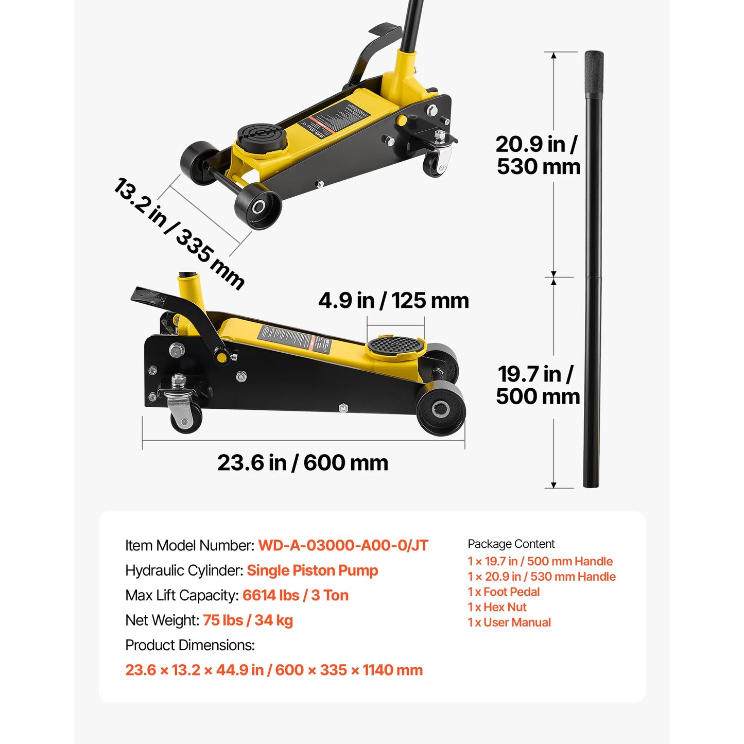 SucceBuy Low Profile Floor Jack Steel Racing Floor Jack with Single Piston Lift Pump Hydraulic Trolley Car Lift for Cars ATVs