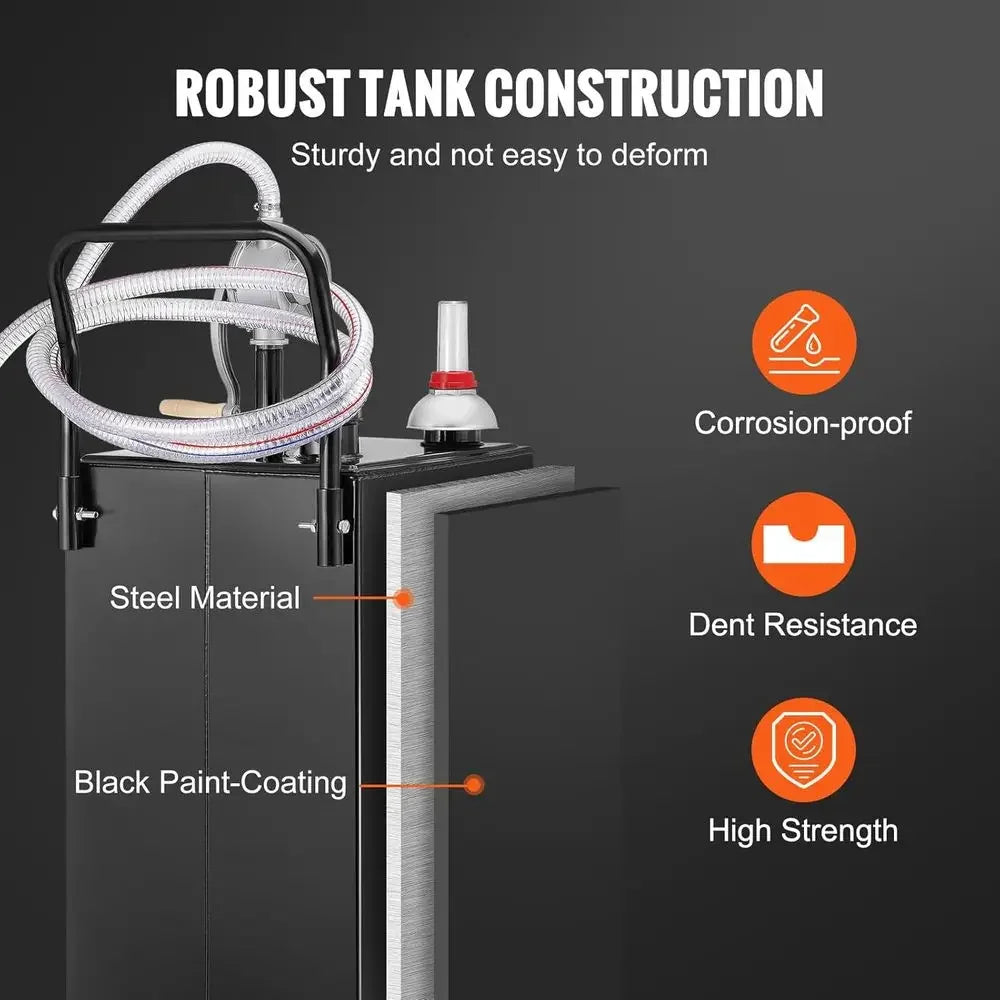 Portable Gas Caddy With Wheels And Manual Pump For Vehicles And Equipment