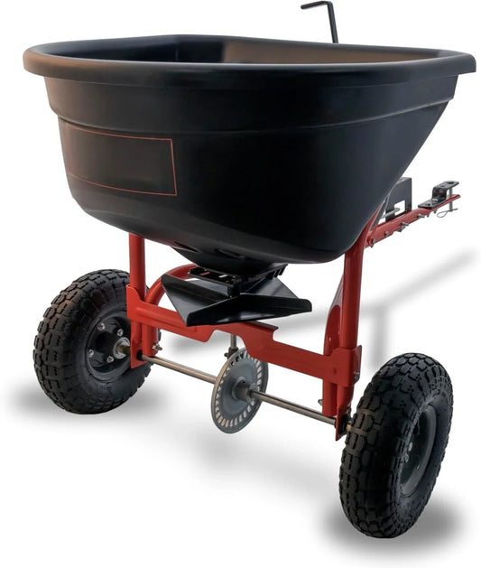 45-0527 110 lb. Tow- Behind Lawn & Garden Broadcast Spreader for Seed,Fertilizer,Salt,Ice Melt; Easy to use Flow Control from