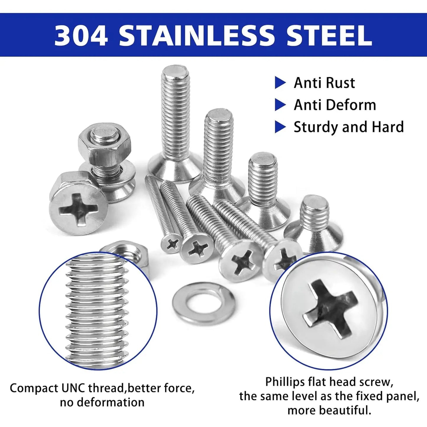 1575 Pcs Nuts and Bolts Assortment Kit, Stainless Steel Phillips Pan Head & Flat Head Screws with Organizer Box
