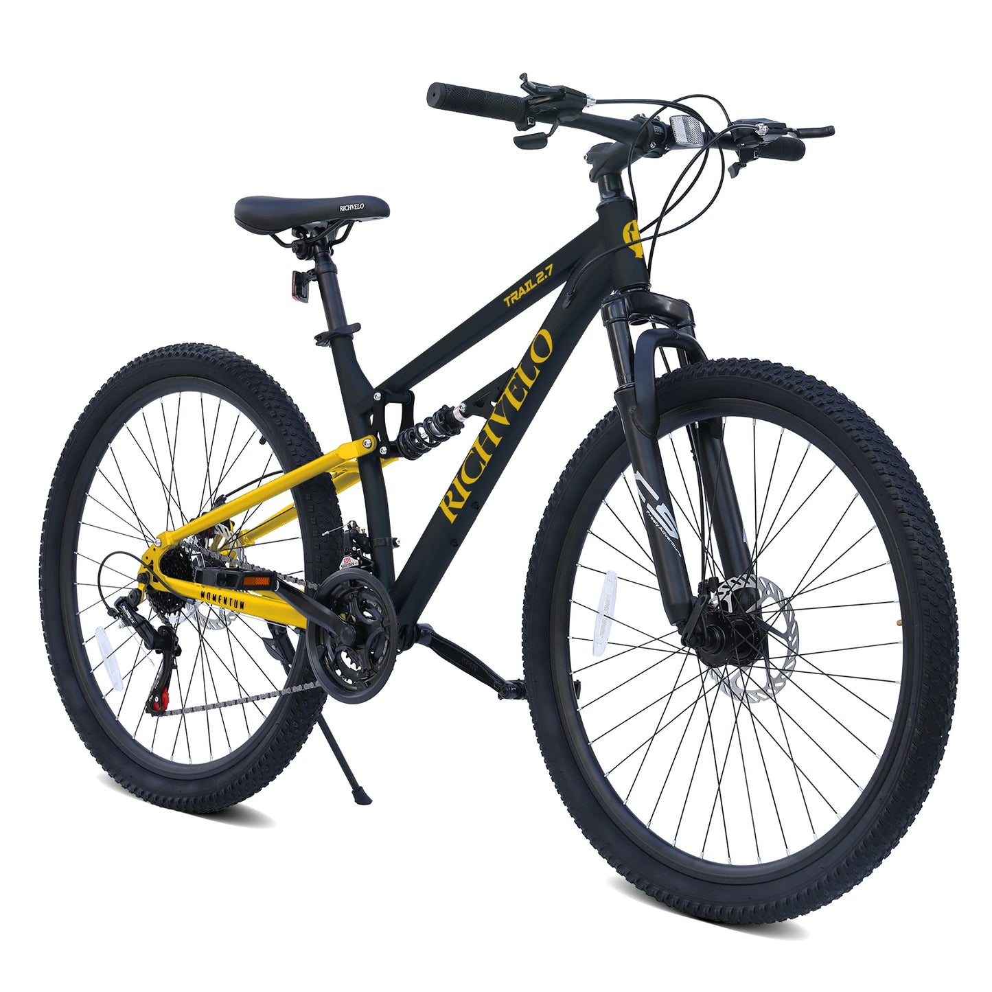 24/26 Inch Mountain Bike, Full Suspension 21-Speed Mountain Bicycle with Dual Disc Brakes, Carbon Steel Frame MTB Bike for Teenagers Adult Men Women