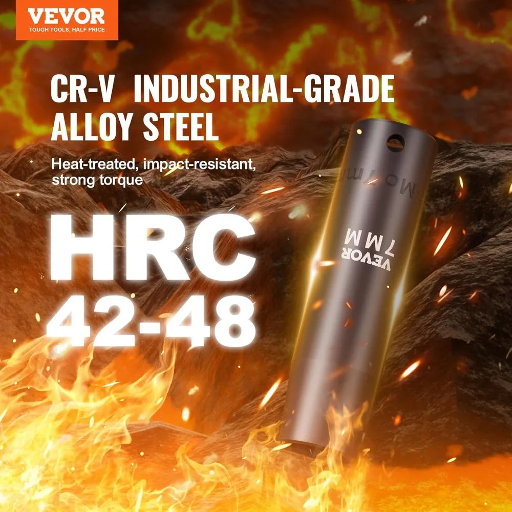 VEVOR 1/2" Drive Impact Socket Set, 65 Piece SAE 3/8" to 1-1/4" and Metric 10-24mm, 6 Point Cr-V Alloy Steel for Auto Repair,