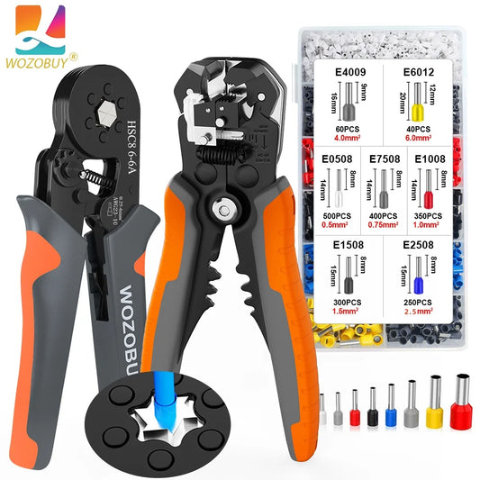 Ferrule Crimper Tool,Ratchet Crimping Tool Kit-Wire Stripper & Crimper Plier , Plier Set with Connectors