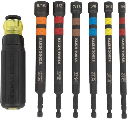 Ratcheting Impact Nut Driver Set with Magnetic Handle, 6 SAE Hex Sizes for Easy Driving