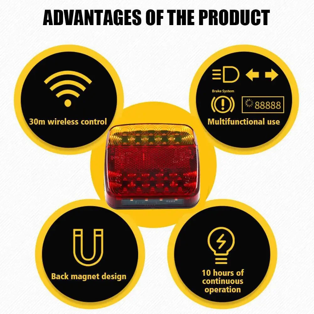 Magnetic Wireless Trailer Lights Kit Waterproof Reflective Lens