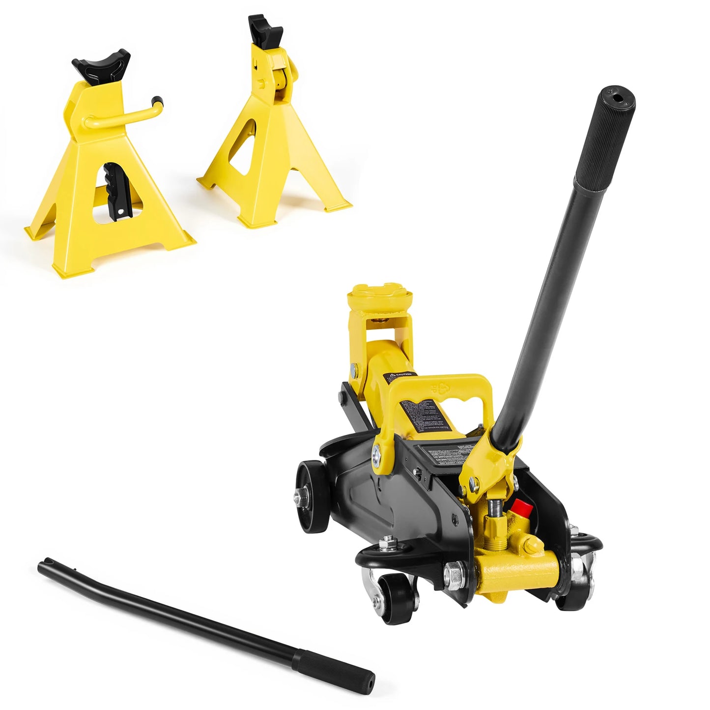 SucceBuy Low Profile Floor Jack Steel Racing Floor Jack with Stands Single Piston Quick Lift Pump Hydraulic Trolley Car Lift