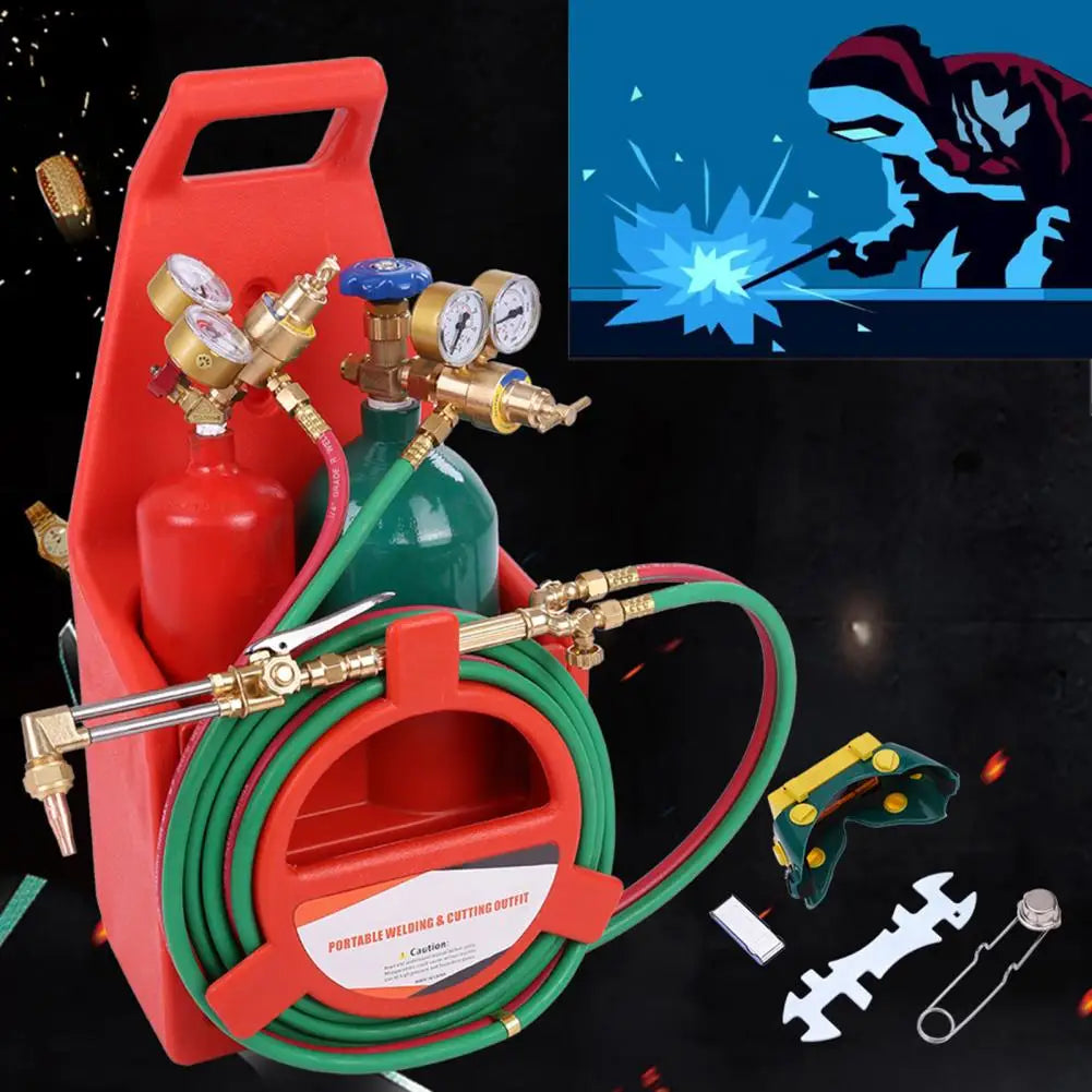 Welder Welding Torch Kit Long Pipe Brass Nozzle Gauge Oxygen Acetylene, Gas Cylinder Welding Cutting Torch Set Soldering