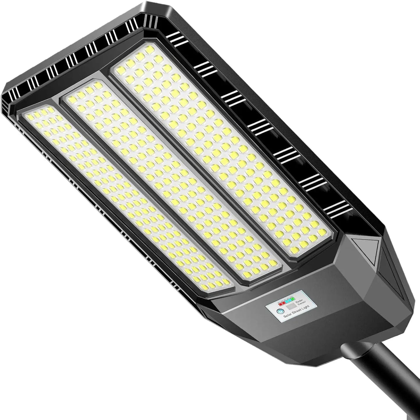 Solar Street Light Outdoor LED, Solar Powered Security Light with Motion Sensor and Remote Control, Wide Angle Illumination Dusk to Dawn Auto Lighting, IP66 Waterproof for Yard Driveway Garden