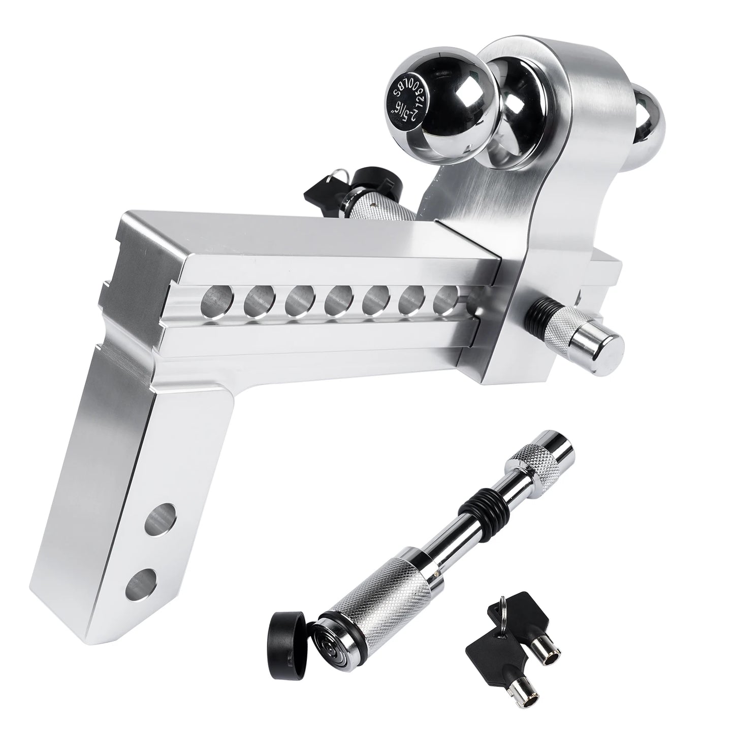 AP03 Adjustable Trailer Hitch for 2'' Receiver 10'' Drop Rise Tow Drop Hitch 12500LBS