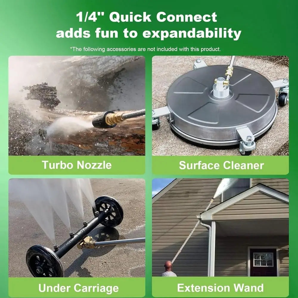 2026 New Green 4800PSI Portable Electric Pressure Washer With 33FT Pipe 4 Nozzles For Home Car Fence Window Cleaning