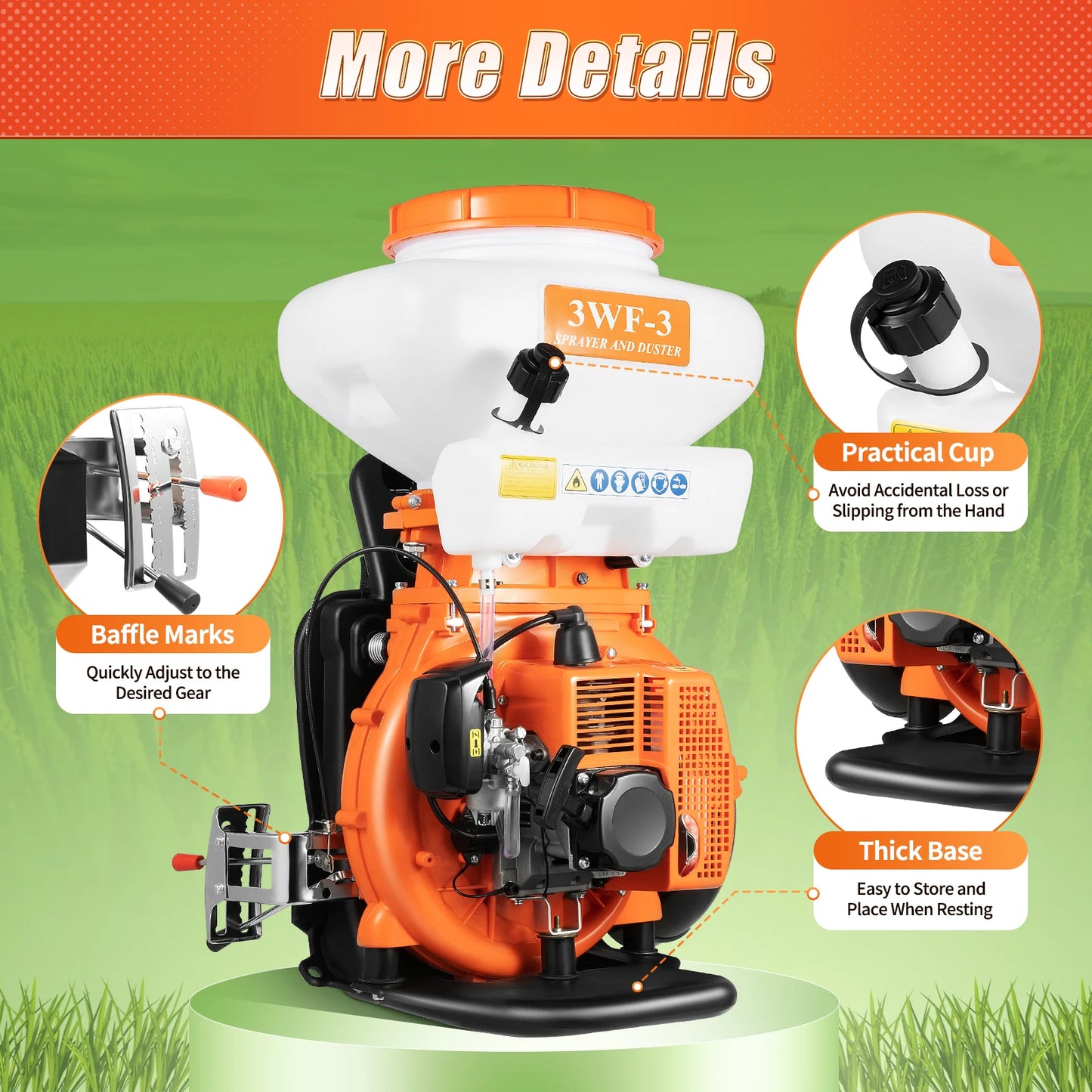 Backpack Sprayer 41.5CC 2-Stroke Gas Powered Agricultural-Mist-Duster 14L Tank for Farm Pesticide Disinfection