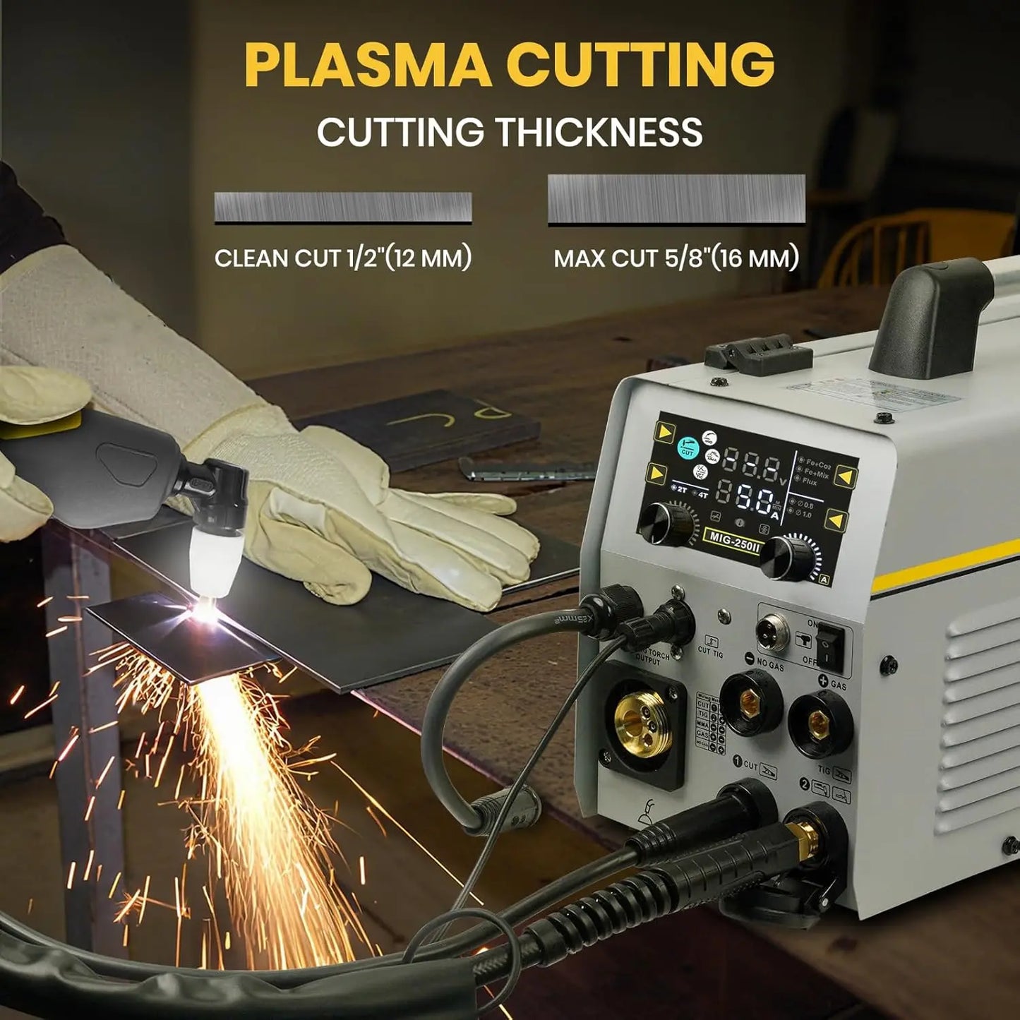 SSimder 6 in 1 MIG Welder Plasma Cutter 160A Gas MIG Flux Core Lift TIG Stick Cut Combo 110V 220V 35A Air Cutting for Auto