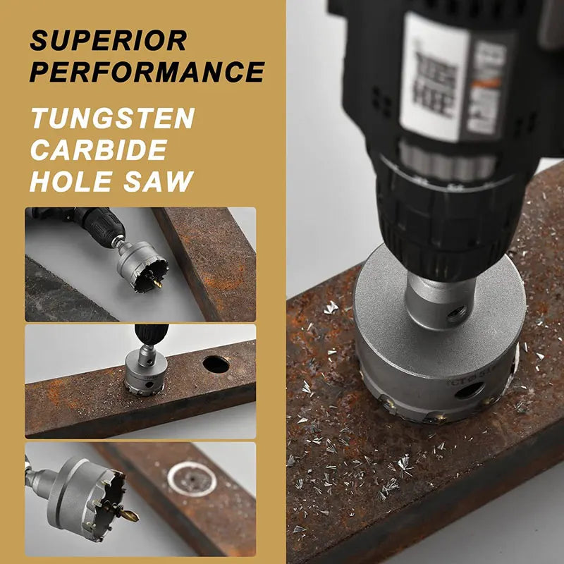 5Pcs Carbide Tip HSS Drill Bit Hole Saw Set Stainless Steel Metal Alloy 16/18.5/20/25/30mm Woodworking Tools