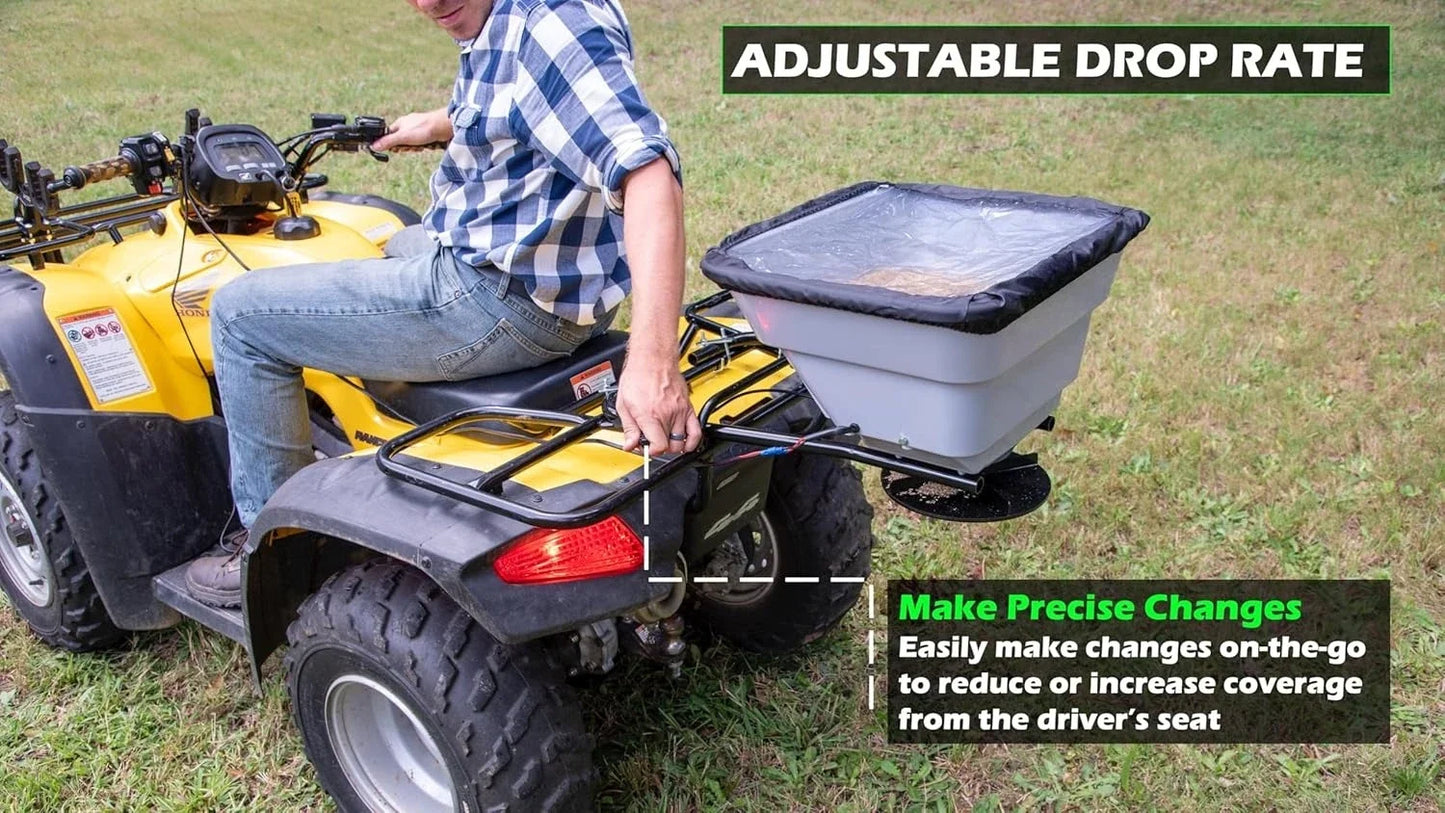 80 LB ATV/UTV Broadcast Spreader 12Volt Heavy Duty Motor  Salt, Seed, Fertilizer & More  Adjustable Drop Rate Included