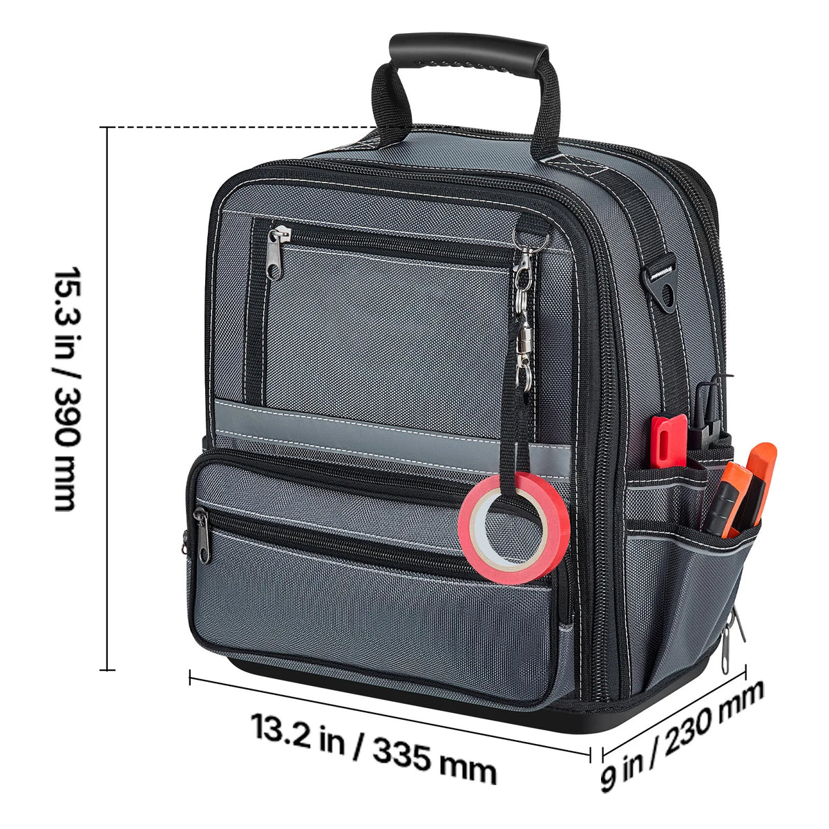 SucceBuy 34-Pocket Portable Tool Bag 13.2in Tool Pouch with Plastic Base Toolbox Garage Organizer Storage for Electrician Tools