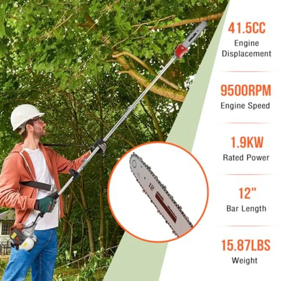 41.5cc Gas Hedge Trimmer Weed Eater 5 in 1 Multi Functional Trimming Tools Gas Weed Wacker Pole Saw for Tree Trimming Brush Cut
