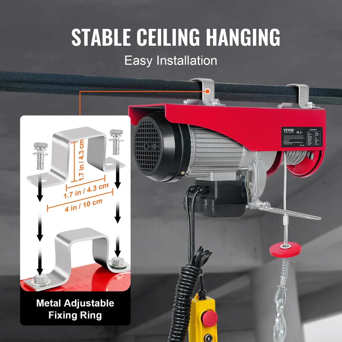 SucceBuy 200-800kg Electric Hoist with Wired/Wireless Remote Control Lifting Crane Cable Hoist Winch for Boat Garage Elevator