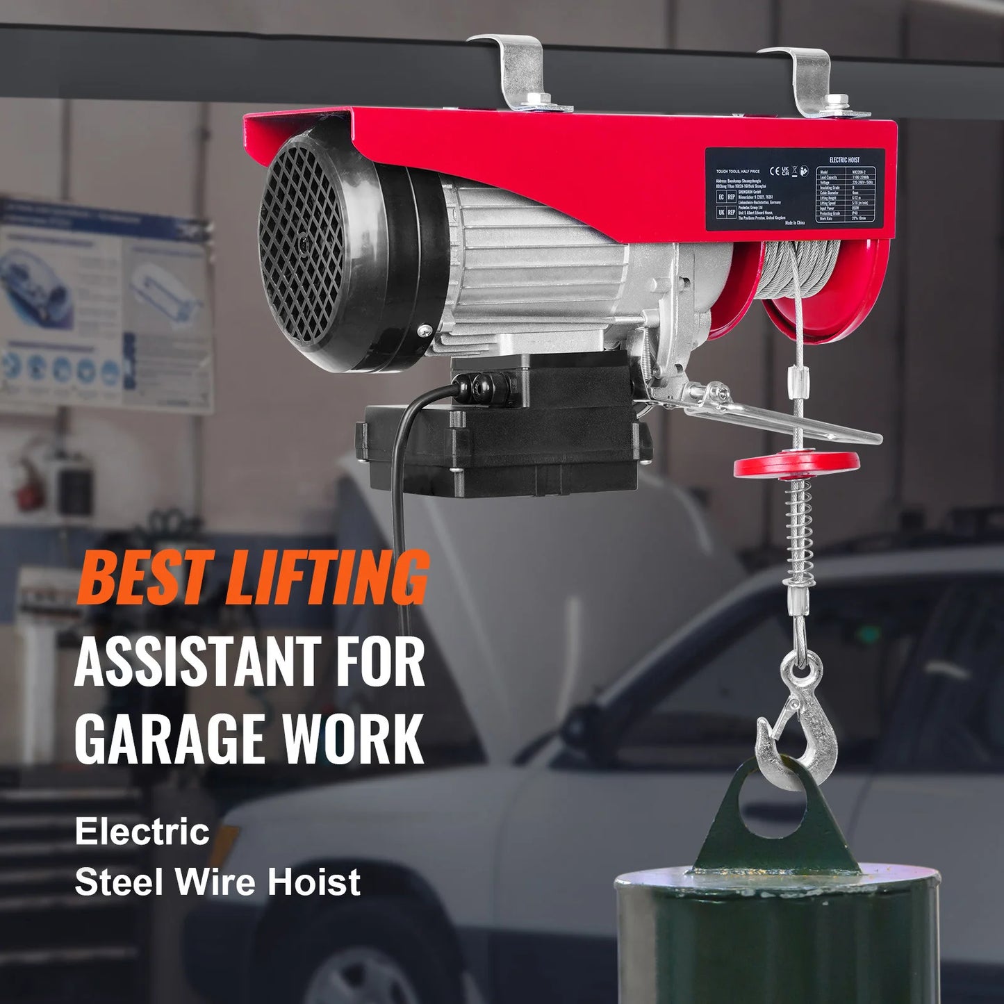 SucceBuy 400-1000kg Electric Hoist Lifting Crane Cable Hoist Winch for Boat Car Garage Elevator with Wired Remote Control Lifter