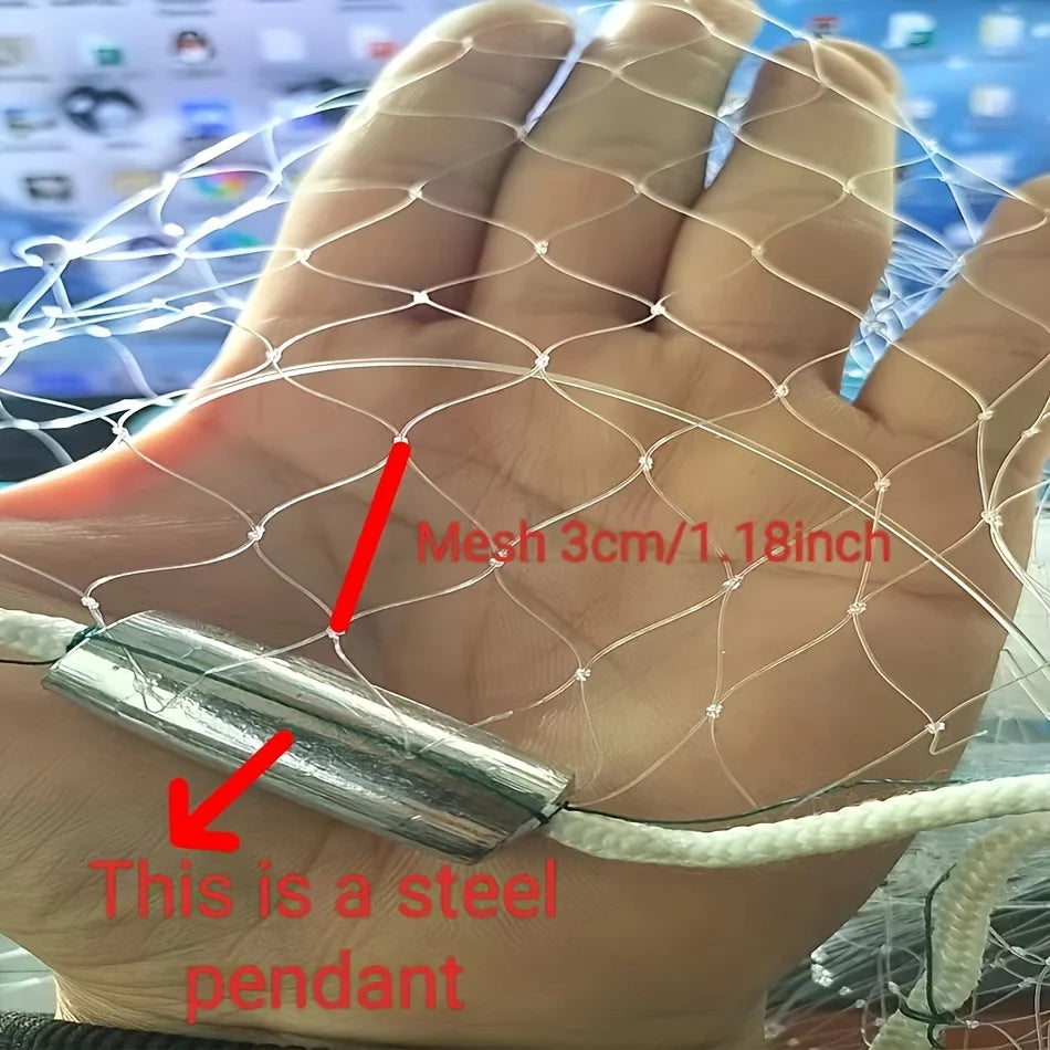 American Style Easy-Throw Fishing Cast Net, Durable Nylon Blend White Fishing Equipment, Handmade Sturdy Easy to Learn for Saltwater Freshwater All Fish Species，Christmas/Easter/Father's Day gifts
